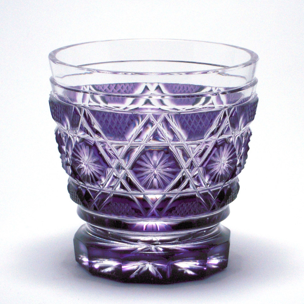 島津薩摩切子 焼酎オンザロックグラス C-01（島津紫） | 商品詳細