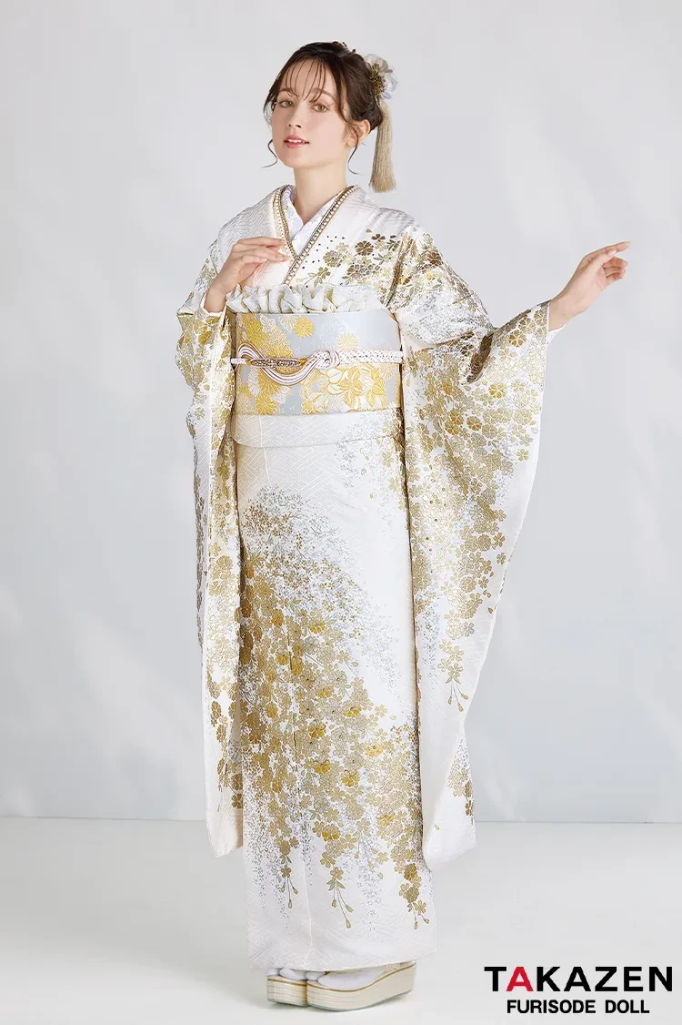 東京ますいわ屋 金彩入り 振袖 ゴールド 蝶 花 東京ますいわ屋 金彩