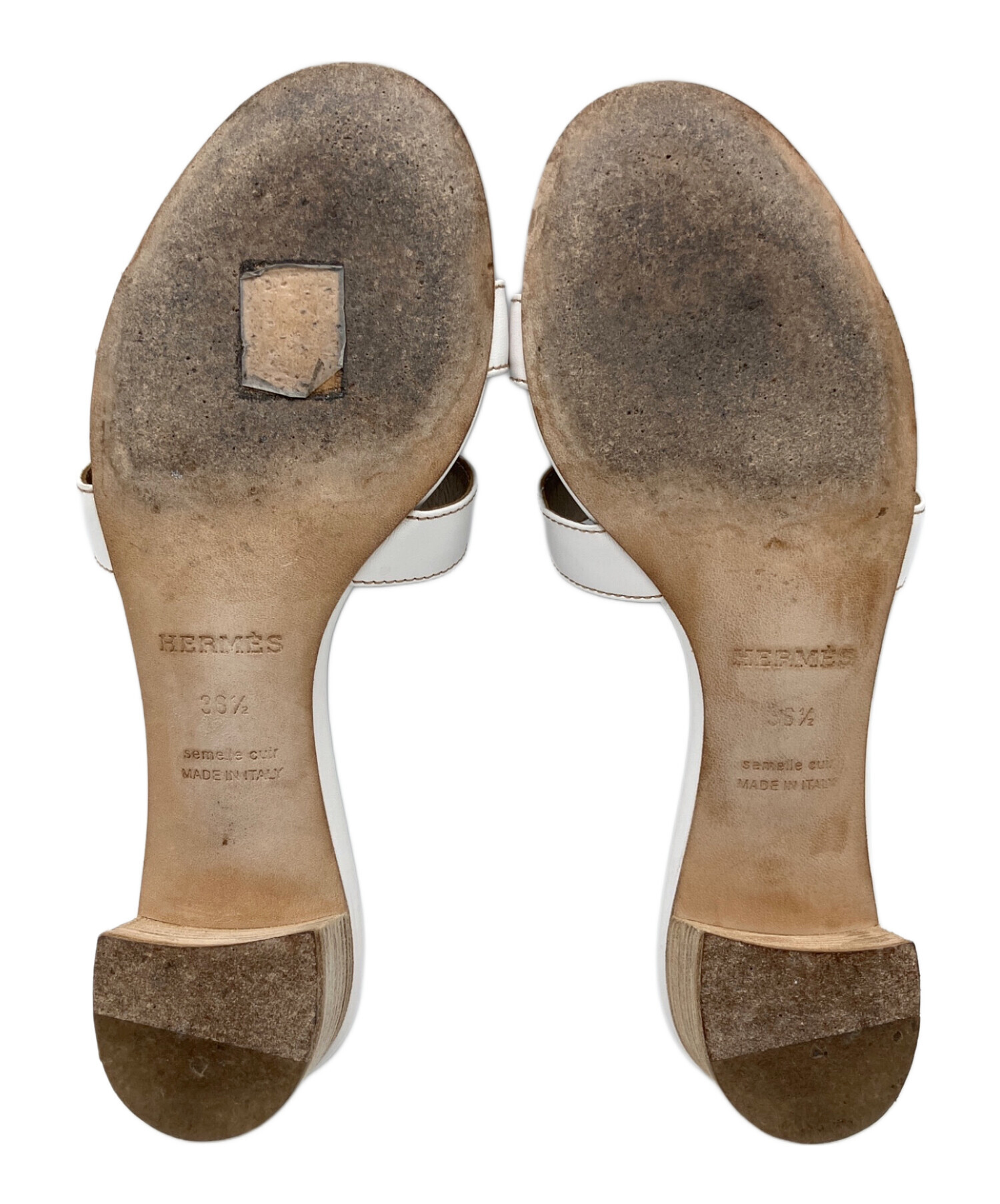 HERMES エルメス オアジス ホワイト 37 1/2 エルメス オアジス レザー