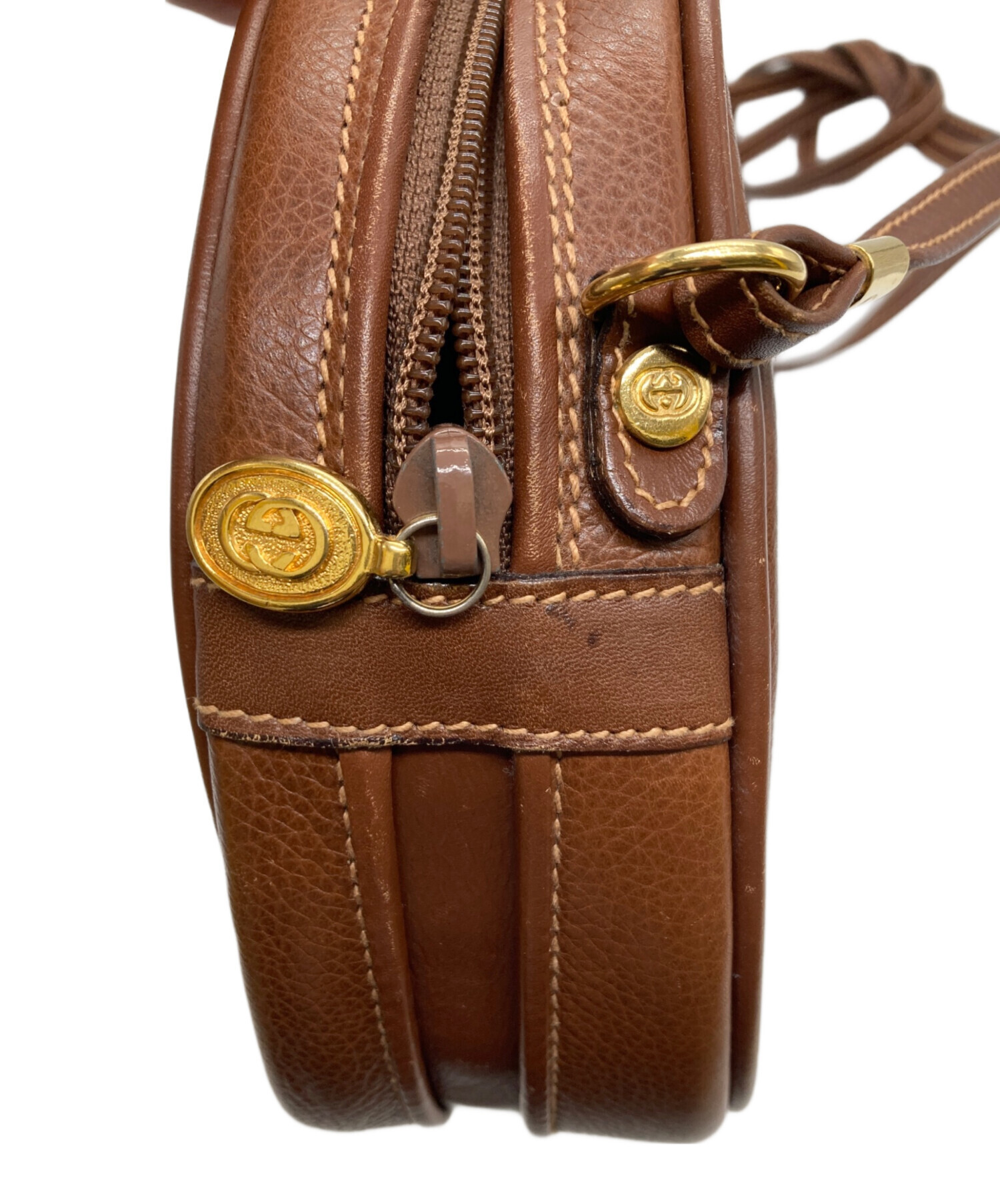 中古・古着通販】GUCCI (グッチ) ラウンドショルダーバッグ ブラウン