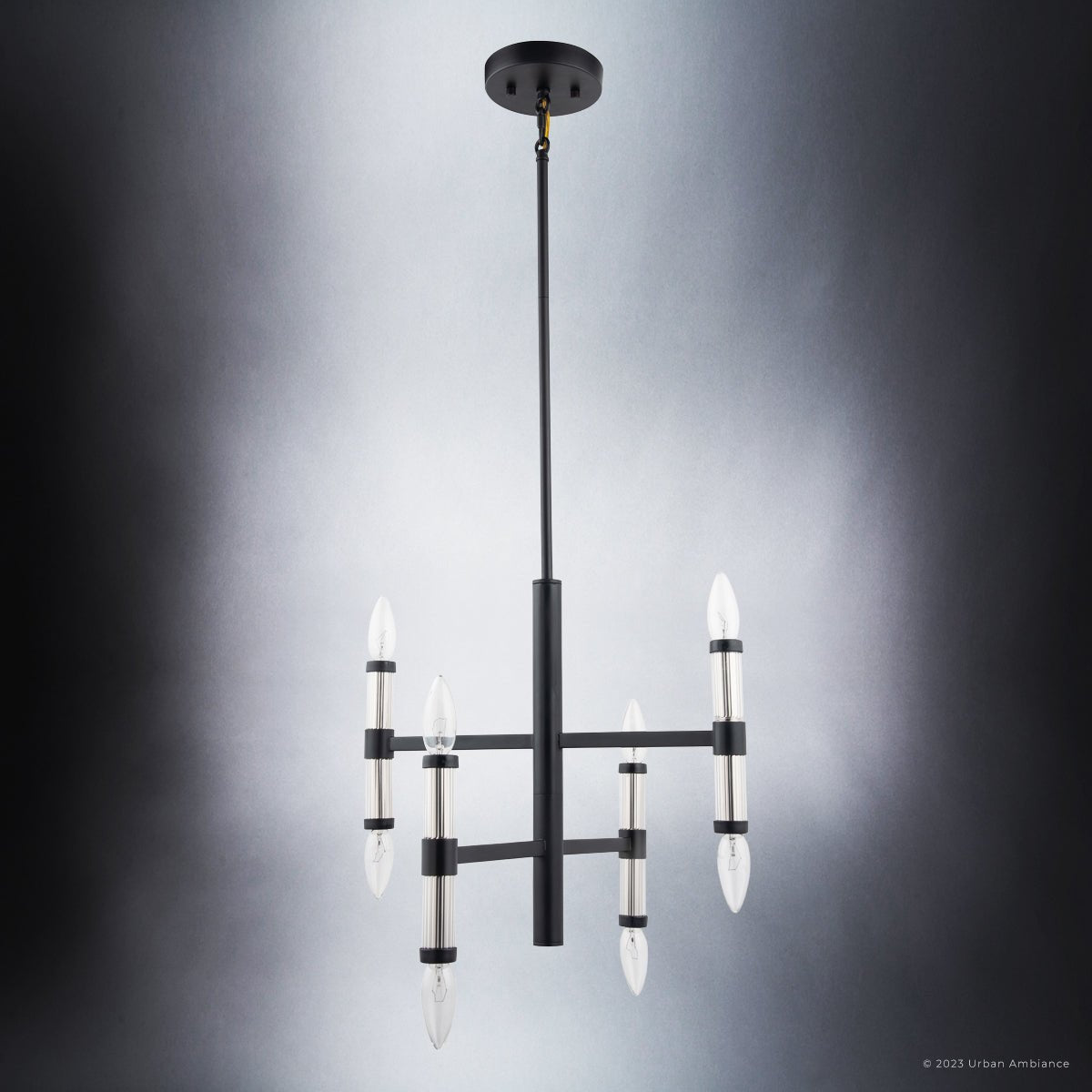 ULB2180 Modern Chandelier, 20''H x 18''W, Matte Black Finish