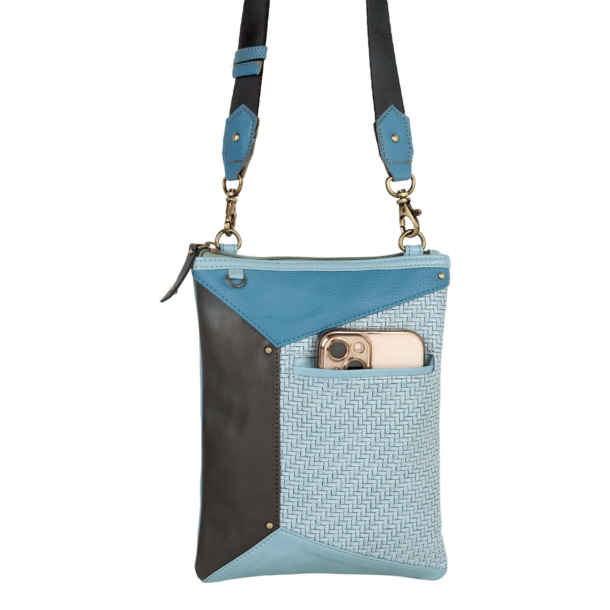 FOXIE - Harper Crossbody Bag with Front Cellphone Pocket in Blue