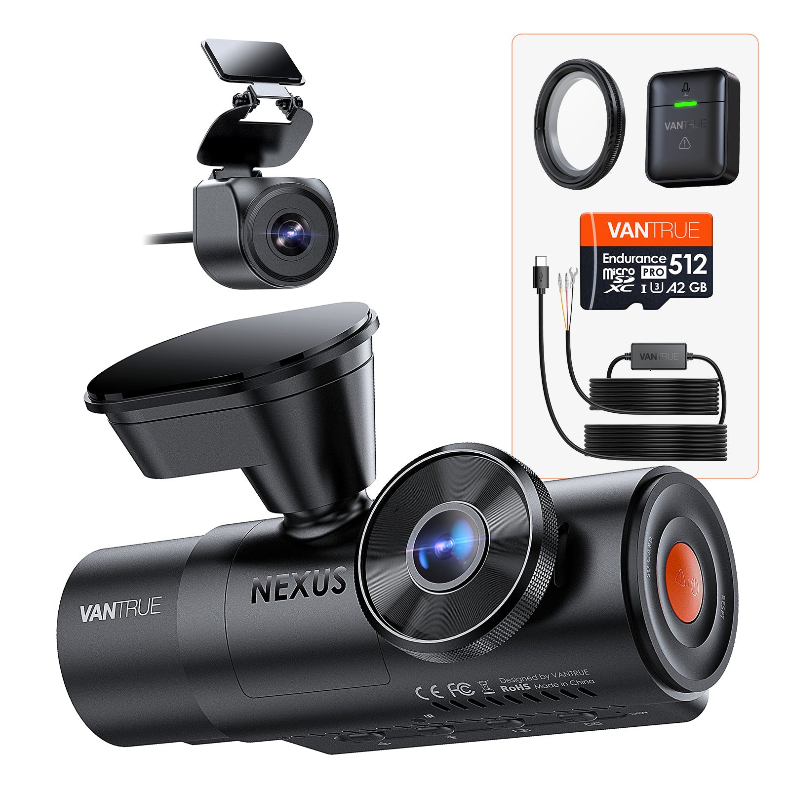 Vantrue N4 Pro S 4K 3-Channel Dash Cam | Front + Inside + 2.5K