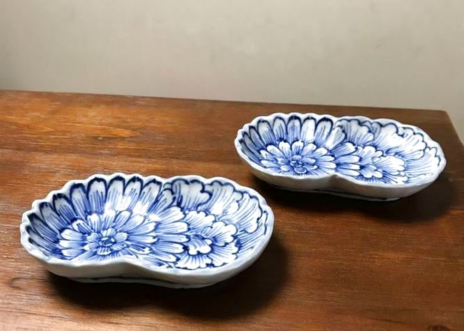 小皿 古染付双花（こそめつけそうか）｜京焼・清水焼 陶器のやまなか雅陶