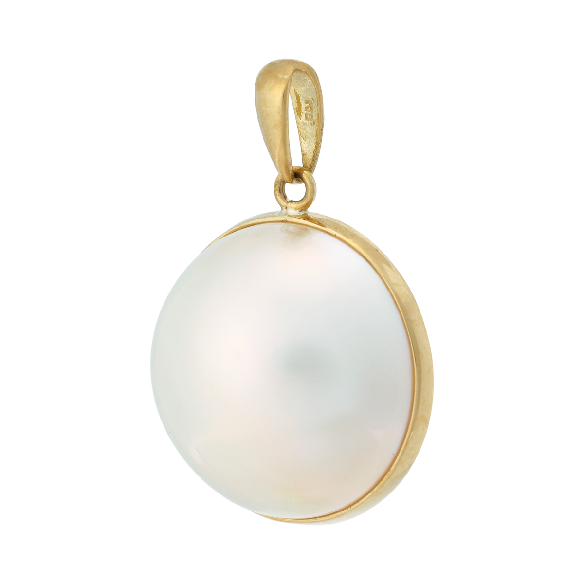 奄美大島産K18マベパール ホワイト系 15mm ペンダントトップ | かぜと