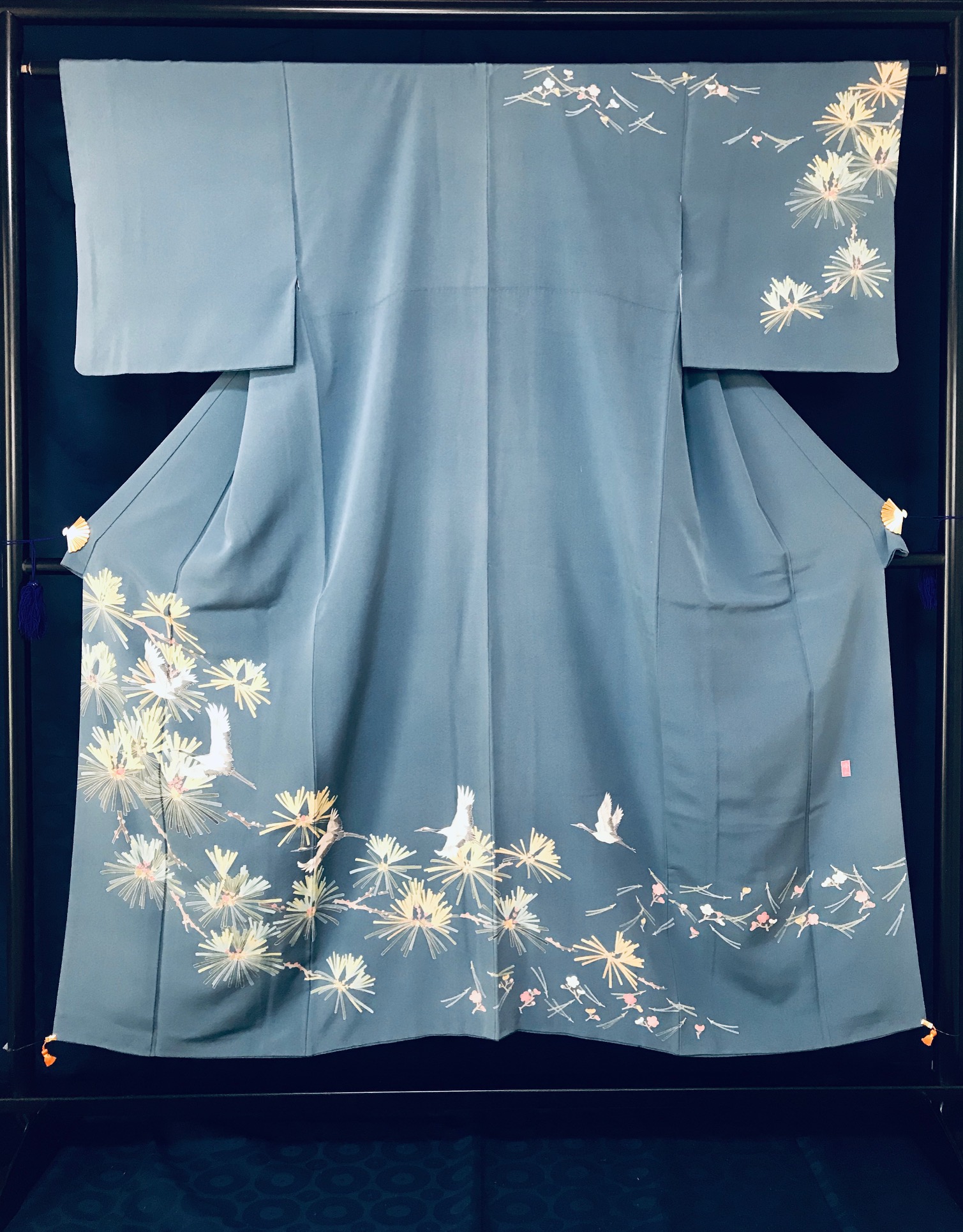 美術工芸 清新 / リユース着物 手描き友禅訪問着 「松鶴に梅」 峰山作