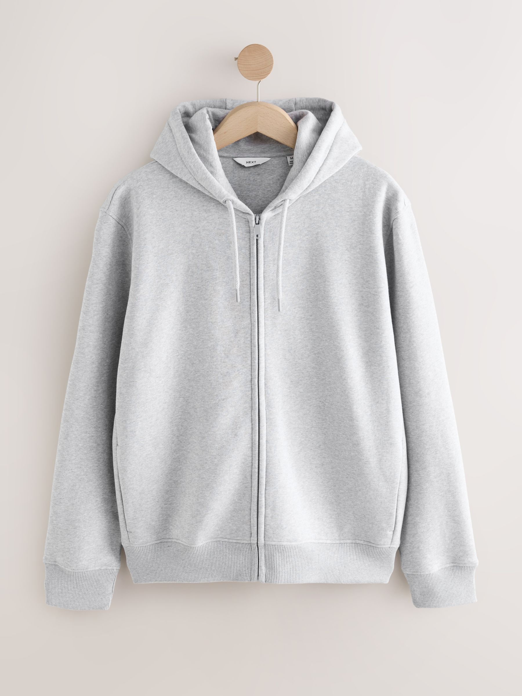 Buy Grey Marl Cotton Rich Heavyweight Jersey Full Zip Hoodie from