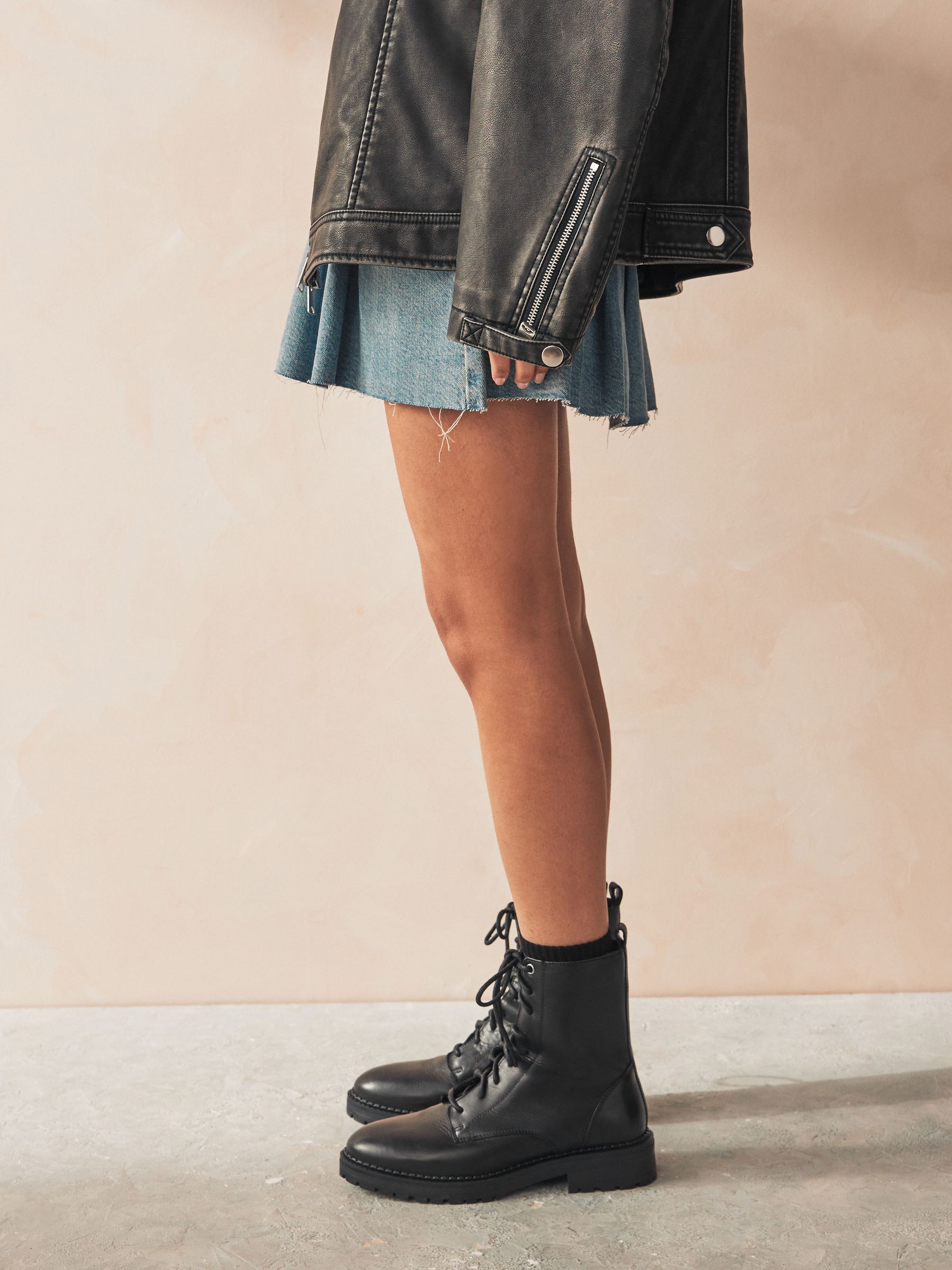 Buy Black Standard/Wide Fit Leather Lace-Up Boots from Next USA