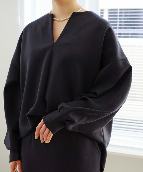 evernavy ダンボールキーネックプルオーバー レディース : ZOZOTOWN