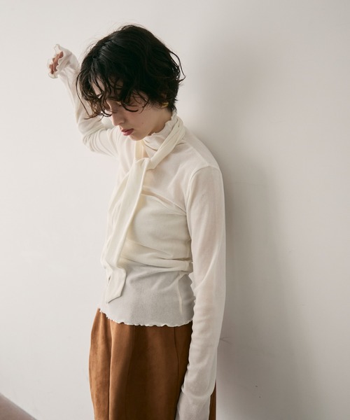 Trish（トリッシュ） tシャツ シアーフロッキーボウタイ付きハイネック