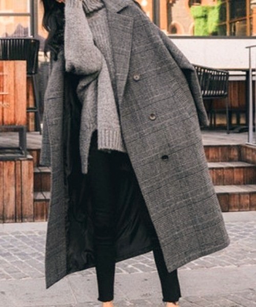 BLANC FICELLE コート アウター グレンチェック 裏地キルティング