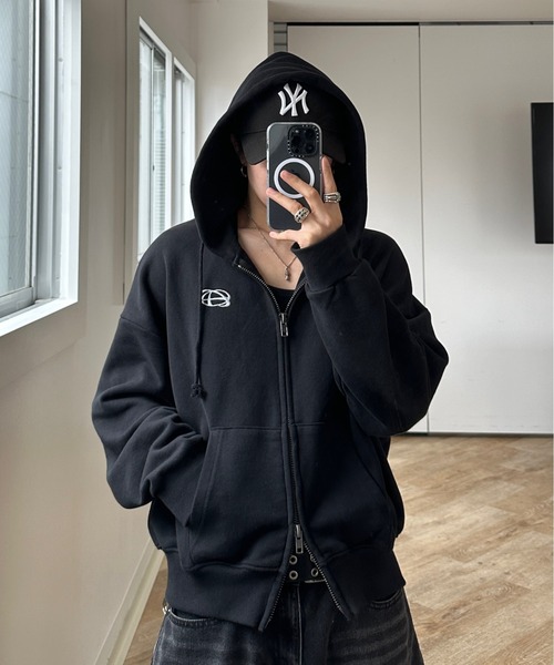 ADAMASTE パーカー Double Zip-Up Short Hoodie - ダブルジップ