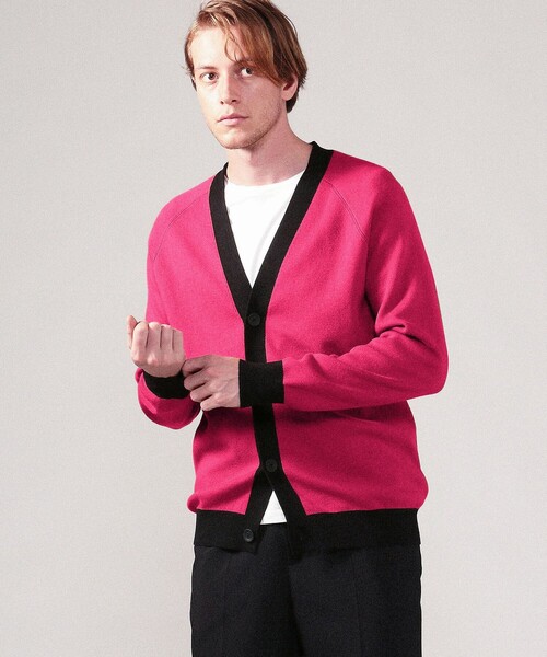 CABaN（キャバン） カーディガン コットンカシミヤ バイカラーVネック