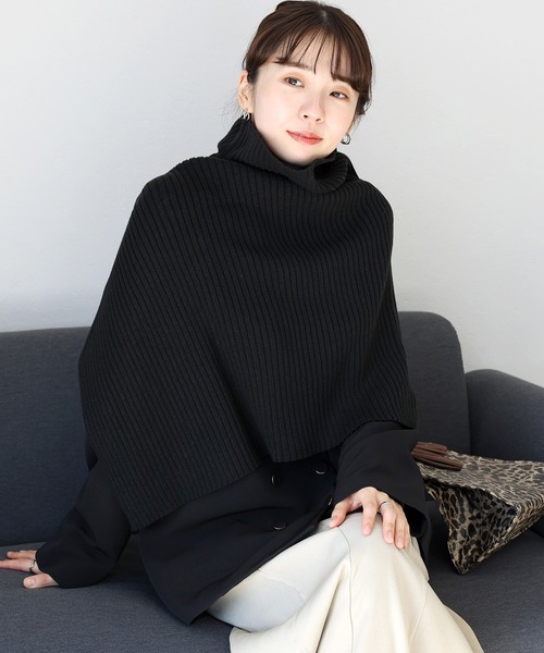 Aletta vita ネックウォーマー スヌード アンチピリングリブ編みケープ