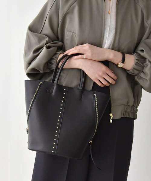 quaranciel トートバッグ quaranciel: 2way スタッズ バケツ トート