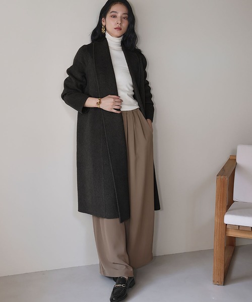 ELFRANK ノーカラーコート コート 「ウール90％＋アルパカ10％」ノー