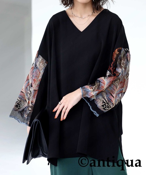 antiqua（アンティカ） tシャツ 刺繍デザイントップス レディース