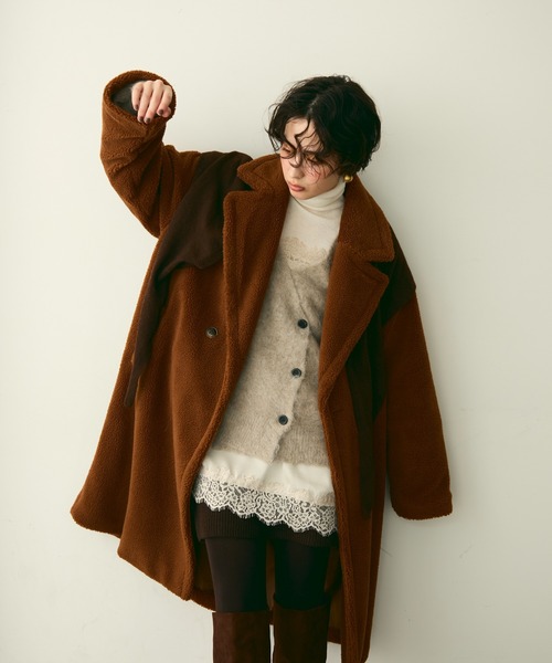 Trish（トリッシュ） コート チェスターコート ボアダブルロングコート