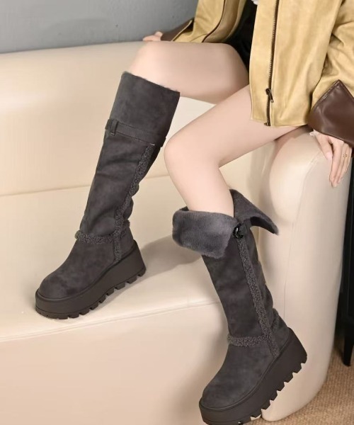 DIAVEL ブーツ 「秋冬新作」2WAY裏ボア美脚ムートン風ロングブーツ