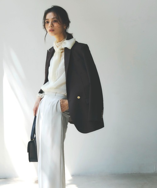 anuans（アニュアンス） ブラウス シャツ ハイネックシアーボウタイ