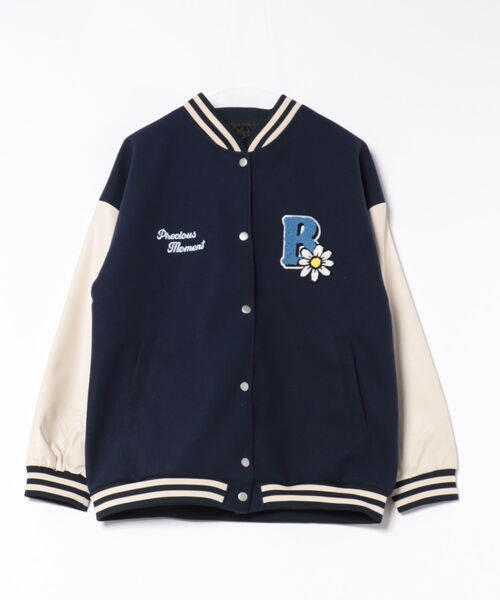 ブルゾン アウター 「サガラ刺繍フラワー×ロゴ」レディース スタジャン