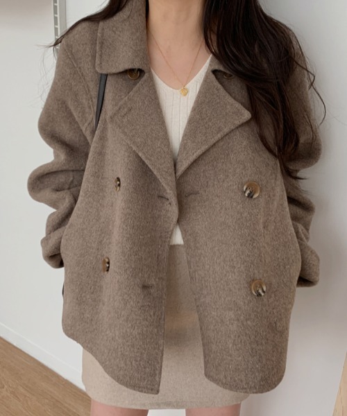 FAVORITO ピーコート pコート メルトン襟付きダブルブレストジャケット