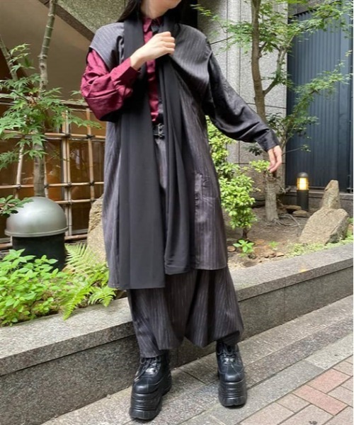 AXESーX ベスト ジレ ドレープガウンロングジレ メンズ レディース