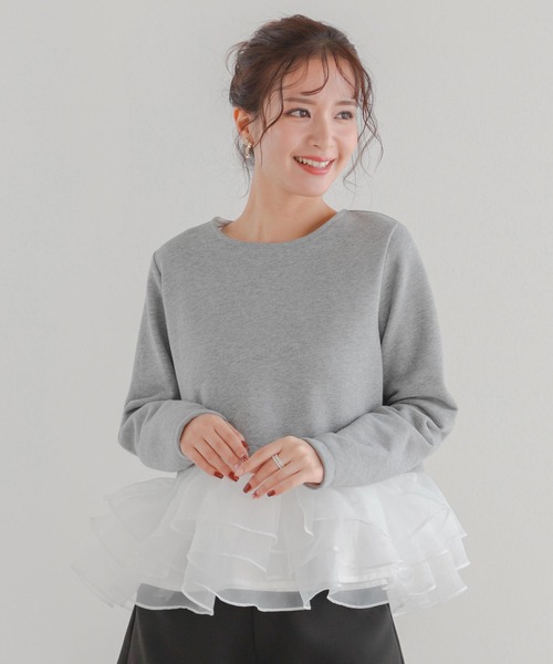 Fit more（フィットモア） トレーナー スウェット オーガンジーフリル