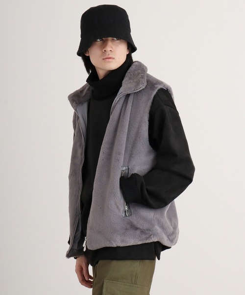 MMMM ダウンベスト ベスト フェイクファースタンドベスト メンズ