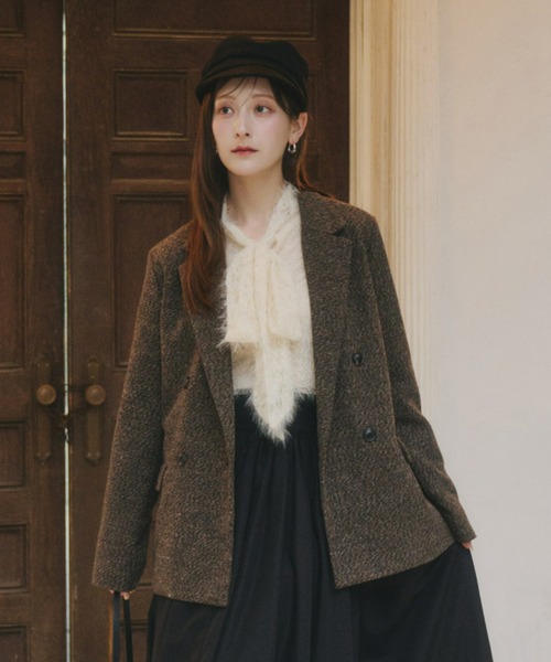 Olu.（オルドット） ブラウス シャツ スパンコールレースリボンタイ