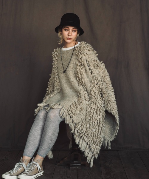 ORIENT MILLINERY ポンチョ 「HAND KNIT」 MOELLEUX「モアルー」意匠