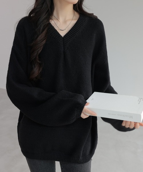 ニット セーター Vネックリラックス ニットセーター レディース