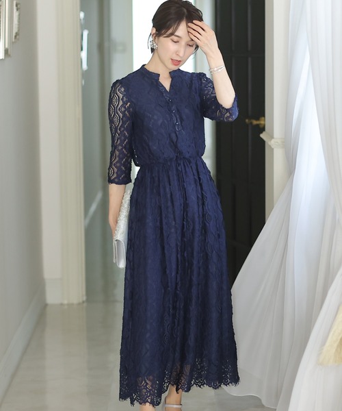 PourVous（プールヴー） ドレス 結婚式ワンピースドレス七分袖とロング