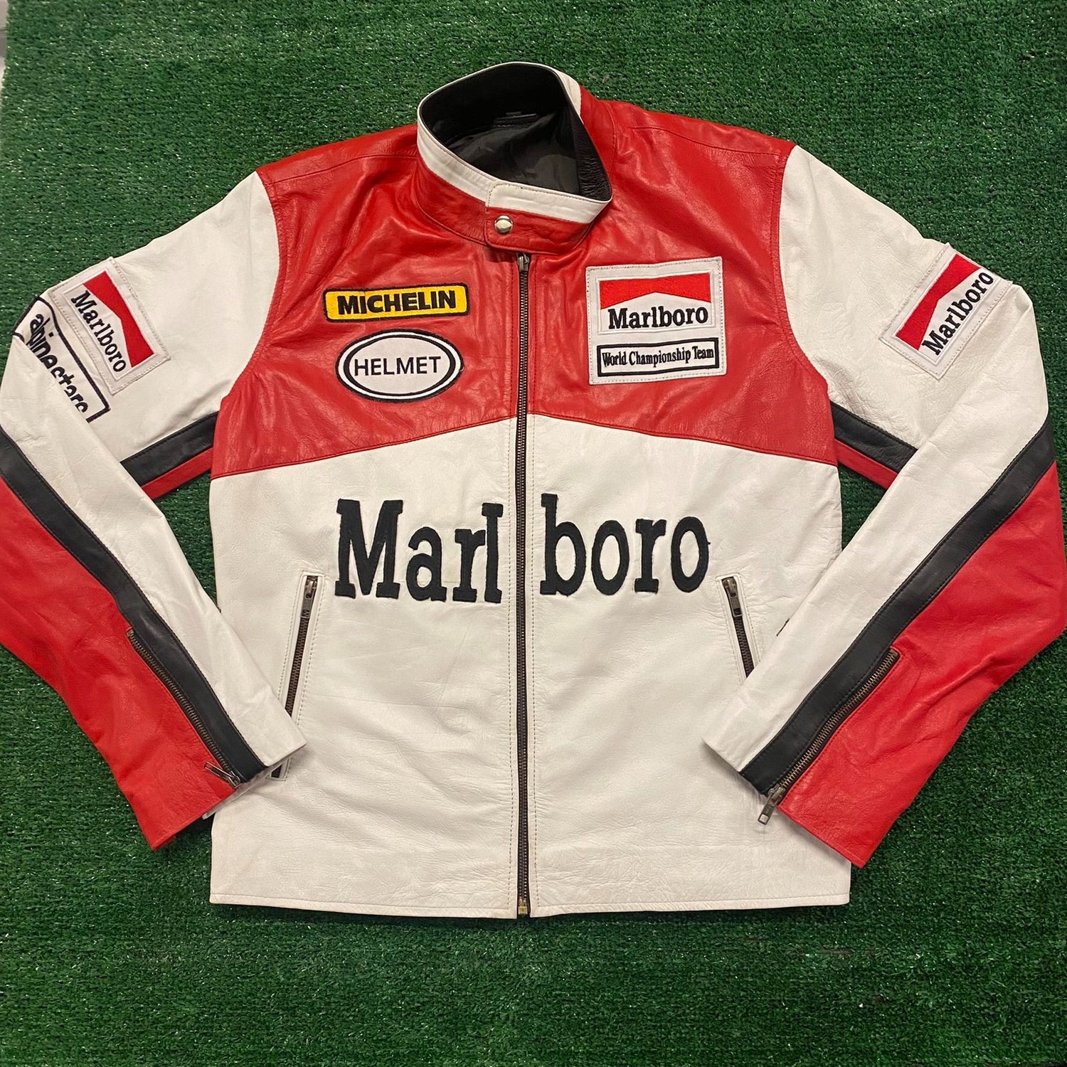 Marlboro Vintage 90s Leather Racing Jacket – Agent Thrift