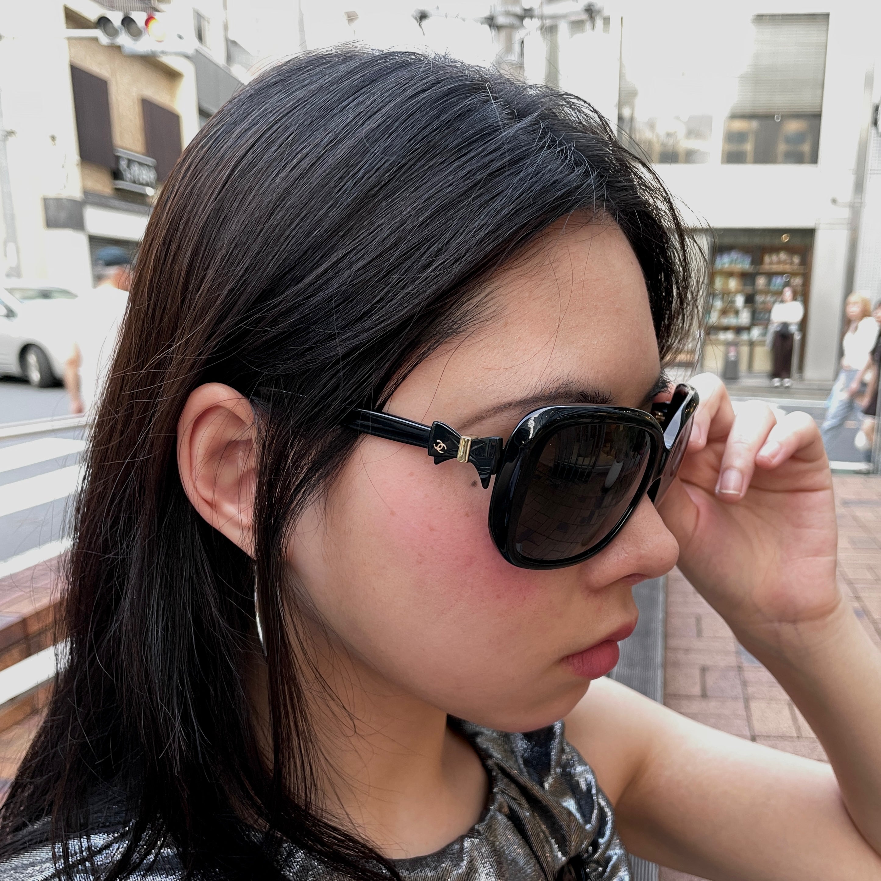 CHANEL 5171-A Bow Detail Square Sunglasses Black & Gold – Afar