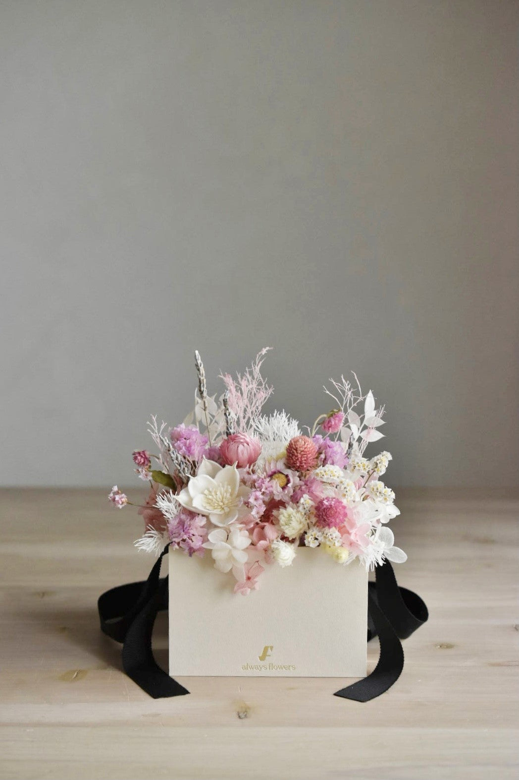 Flower BAG No.1／フラワーバッグアレンジ ペールピンク／ドライ