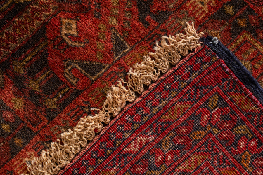 アフガニスタン産 1980年代 トルクメンラグ】トライバルラグ-手織り