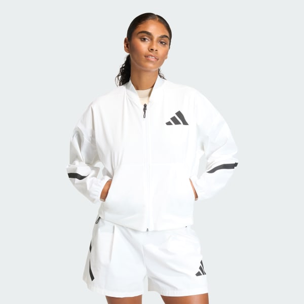 ADIDAS Z.N.E. WOVEN BOMBER JACKET - White | Free Shipping with adiClub