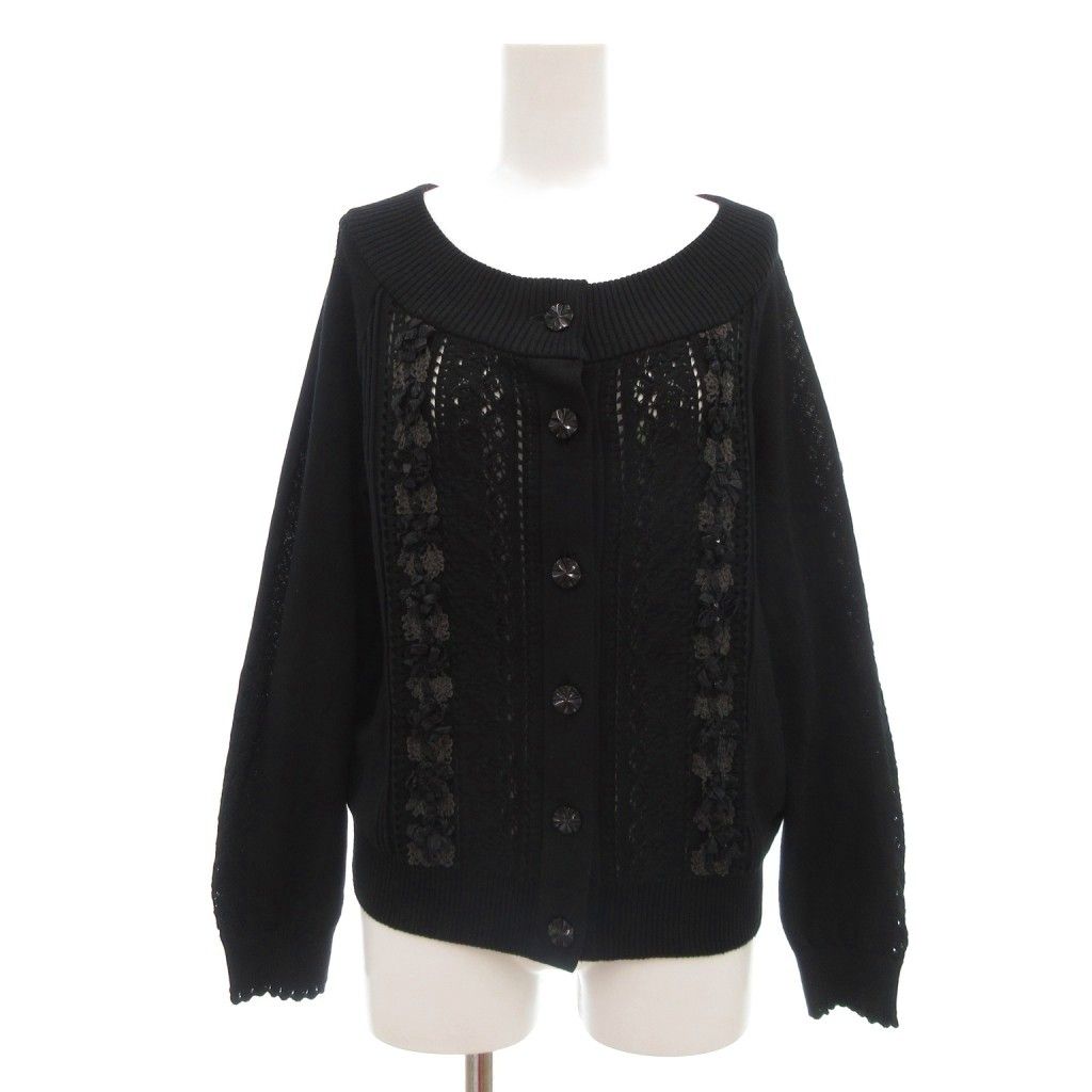 ユキトリイ、カーディガン 極美品YUKI TORII ユキトリイ 黒華やか上品