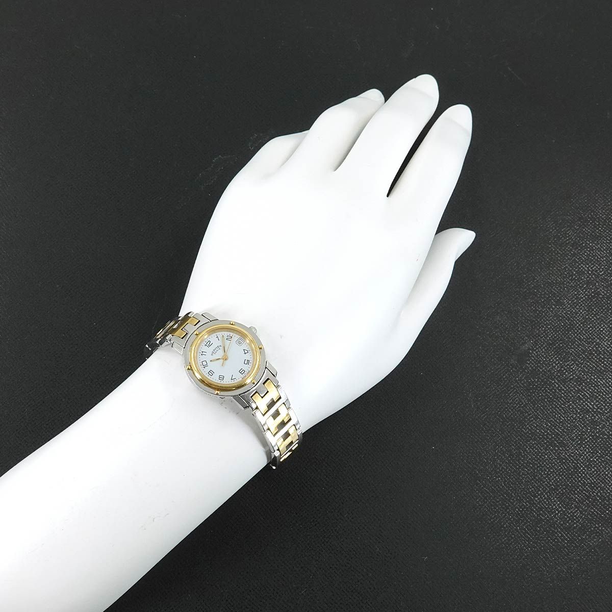 エルメス HERMES クリッパー コンビ CL4 220 レディース 腕時計 デイト