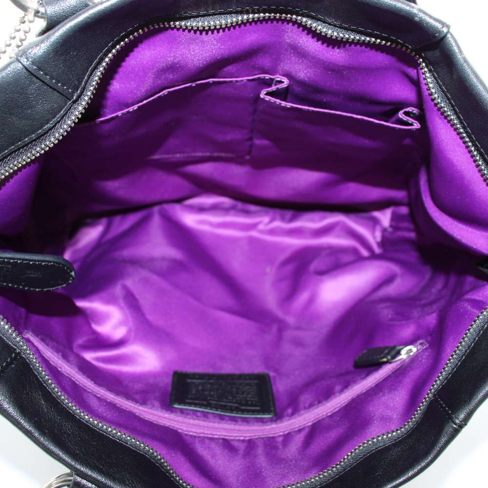 コーチ COACH ハンドバッグ トート レザー ロゴ シルバー金具 黒