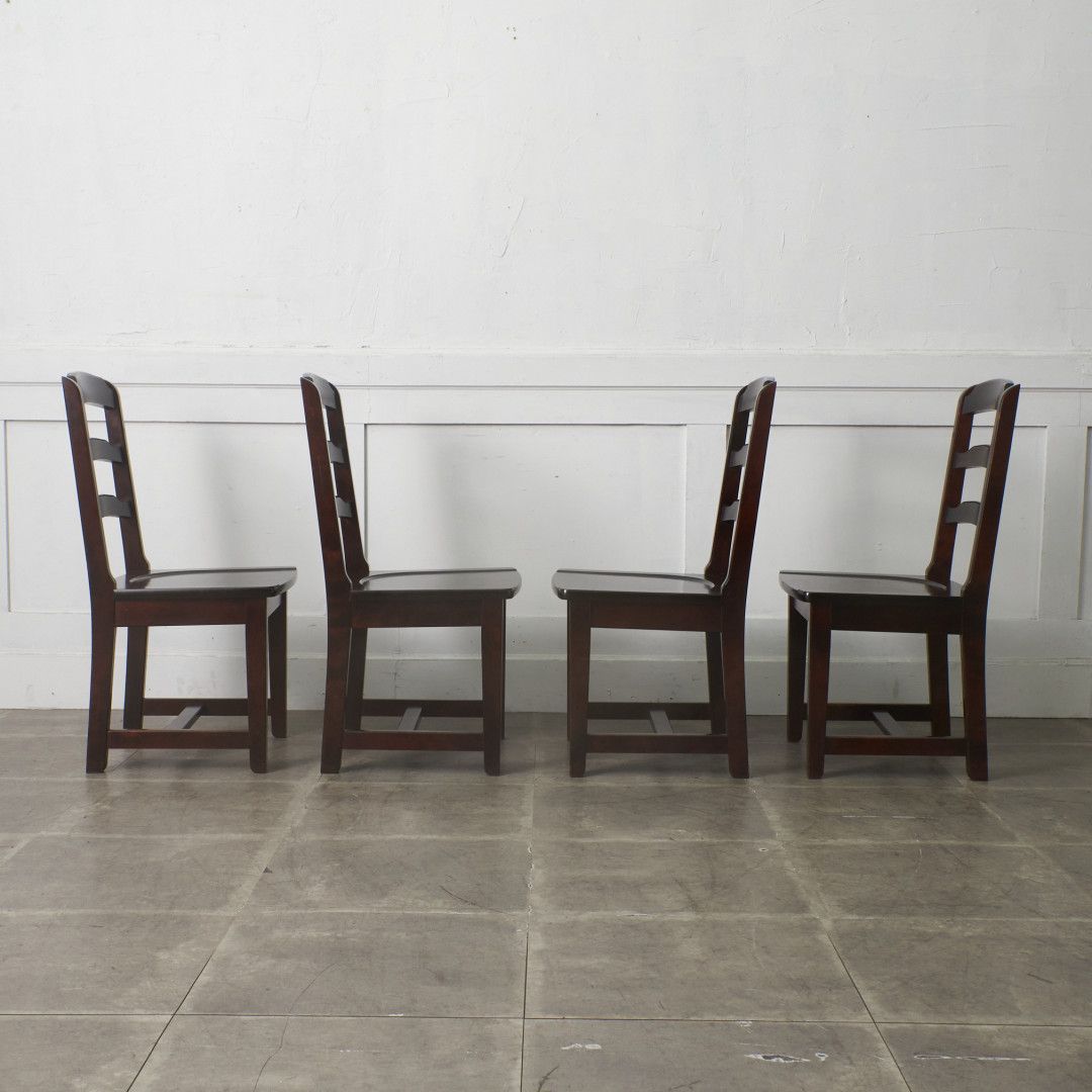 4脚セット 北海道民芸家具 ラダーバックチェア HM620 樺 無垢材