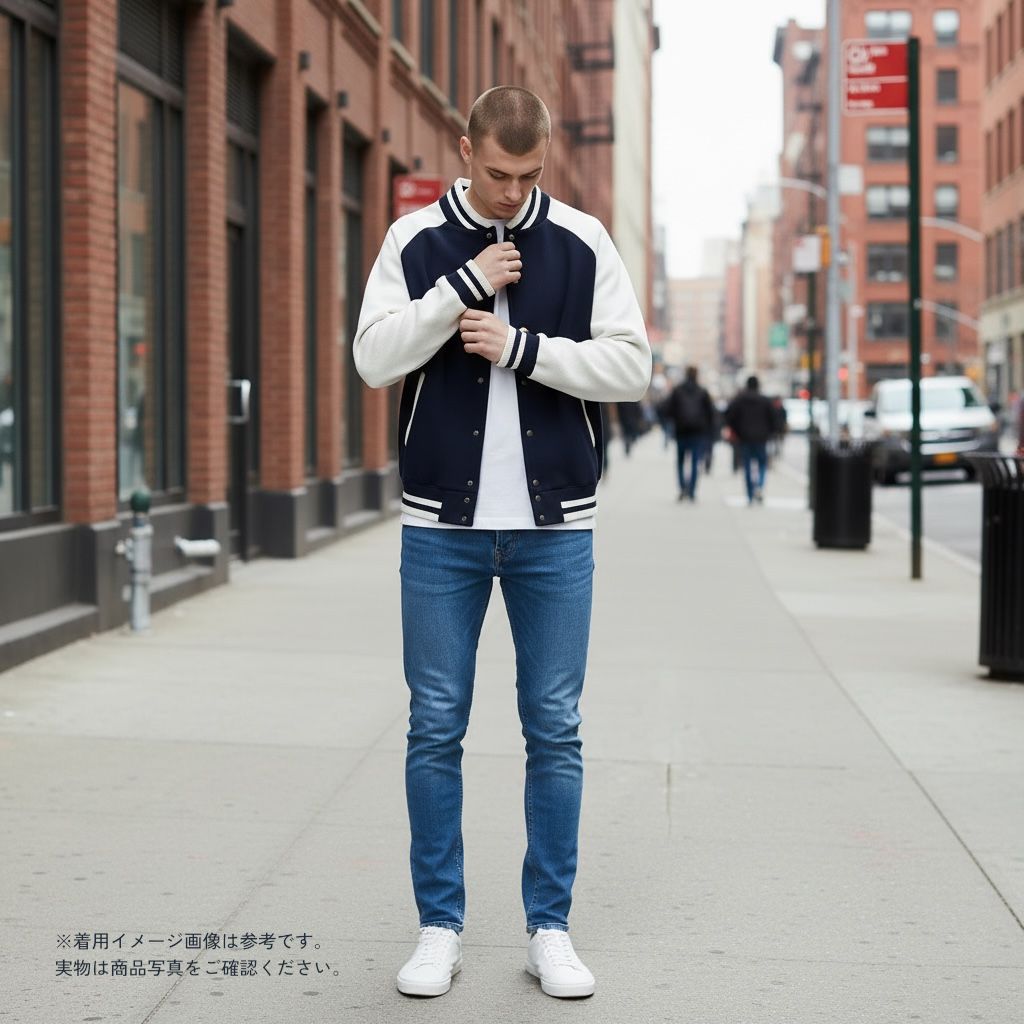 美品】RHC Ron Herman ニットスタジャン M メンズ ブラック×ホワイト