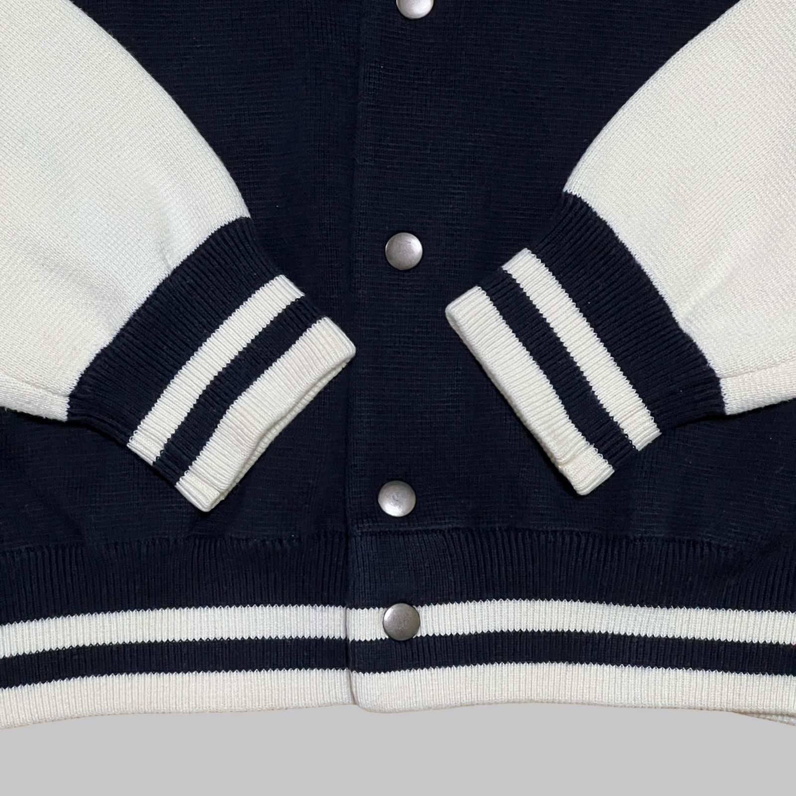 美品】RHC Ron Herman ニットスタジャン M メンズ ブラック×ホワイト