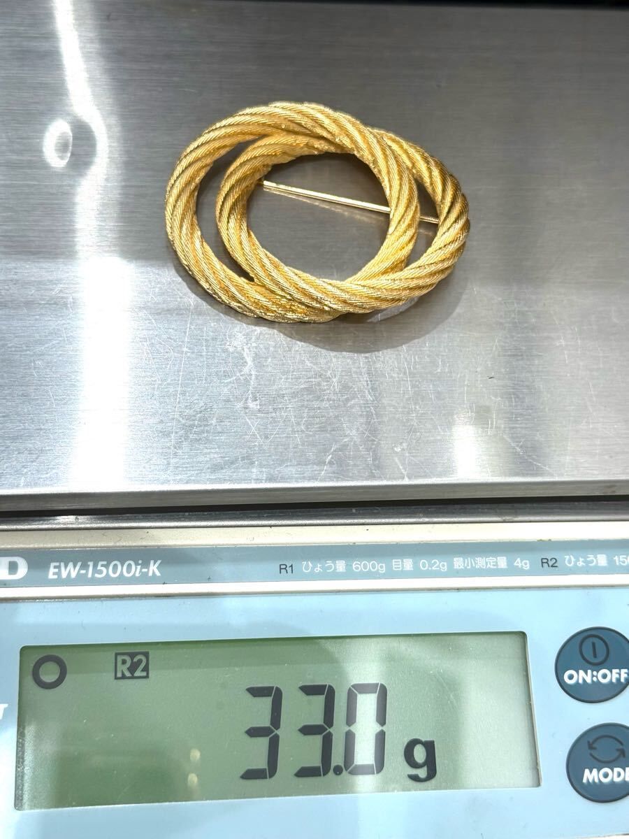 美品 クリスチャン ディオール ブローチ ツイスト サークル ゴールド