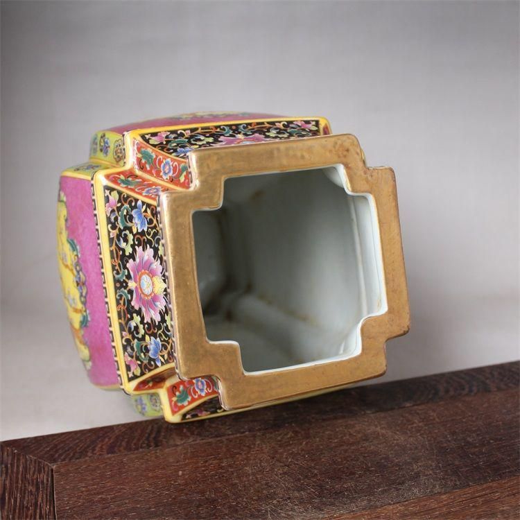 パステル琺瑯彩蒔花蒜頭瓶 景徳鎮 陶磁器 装飾品 現代工芸品