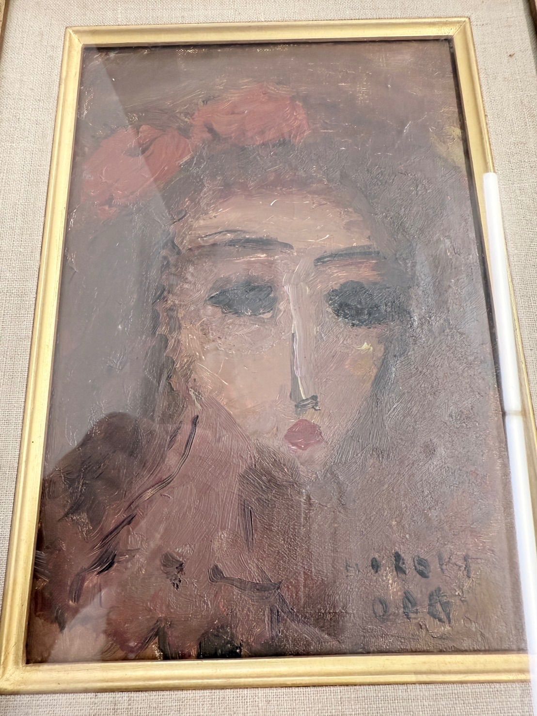 織田廣喜】【織田広喜】『タイトル不明』油彩 0号 直筆サイン 美術作品