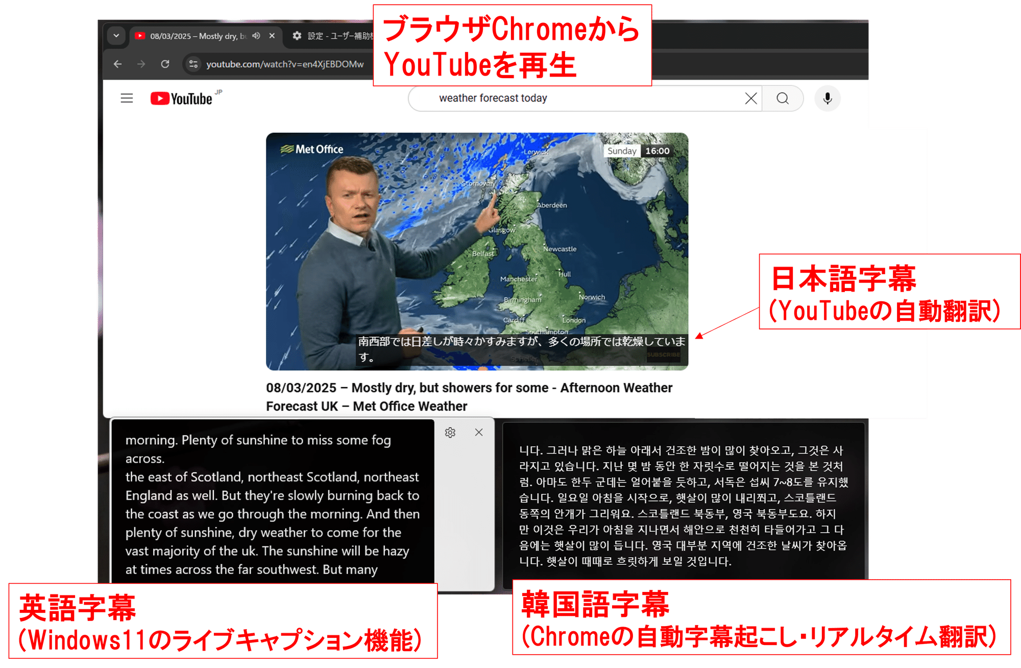 英語音声をリアルタイム翻訳！英語字幕＆日本語字幕を同時表示して