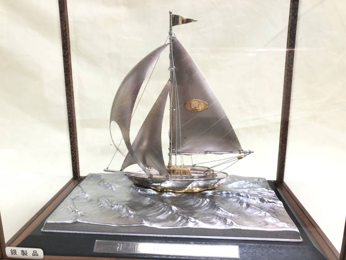 Yahoo!オークション - 『純銀製 SILVER970 ヨット船 帆船 置物 ガラス