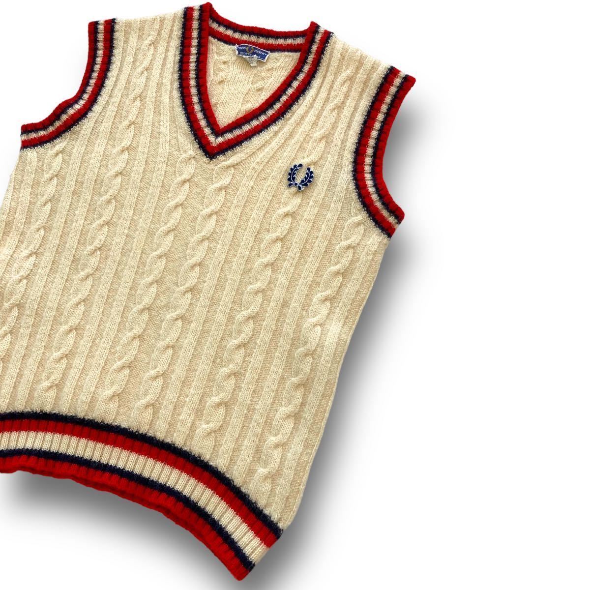 FRED PERRY】80s フレッドペリー チルデンニットベスト ケーブル編み